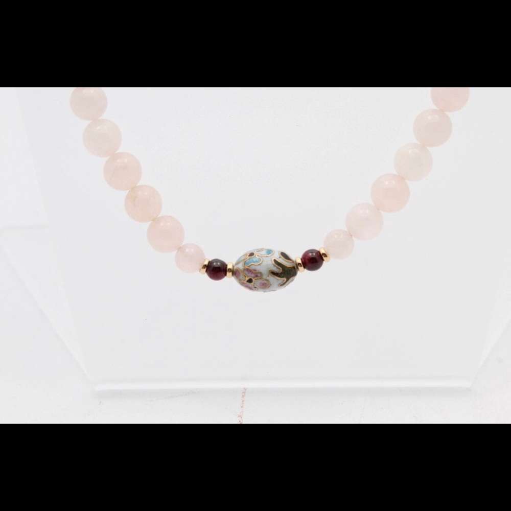 💋Gorgeous 27 in. Garnet & Rose Quartz necklace